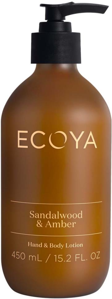 Ecoya Hand & Body Lotion Sandalwood & Amber 450 ml