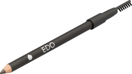 Een zwarte pen met een punt, logo en het woord 'EDO' aan de zijkant, gebruikt voor schrijven.