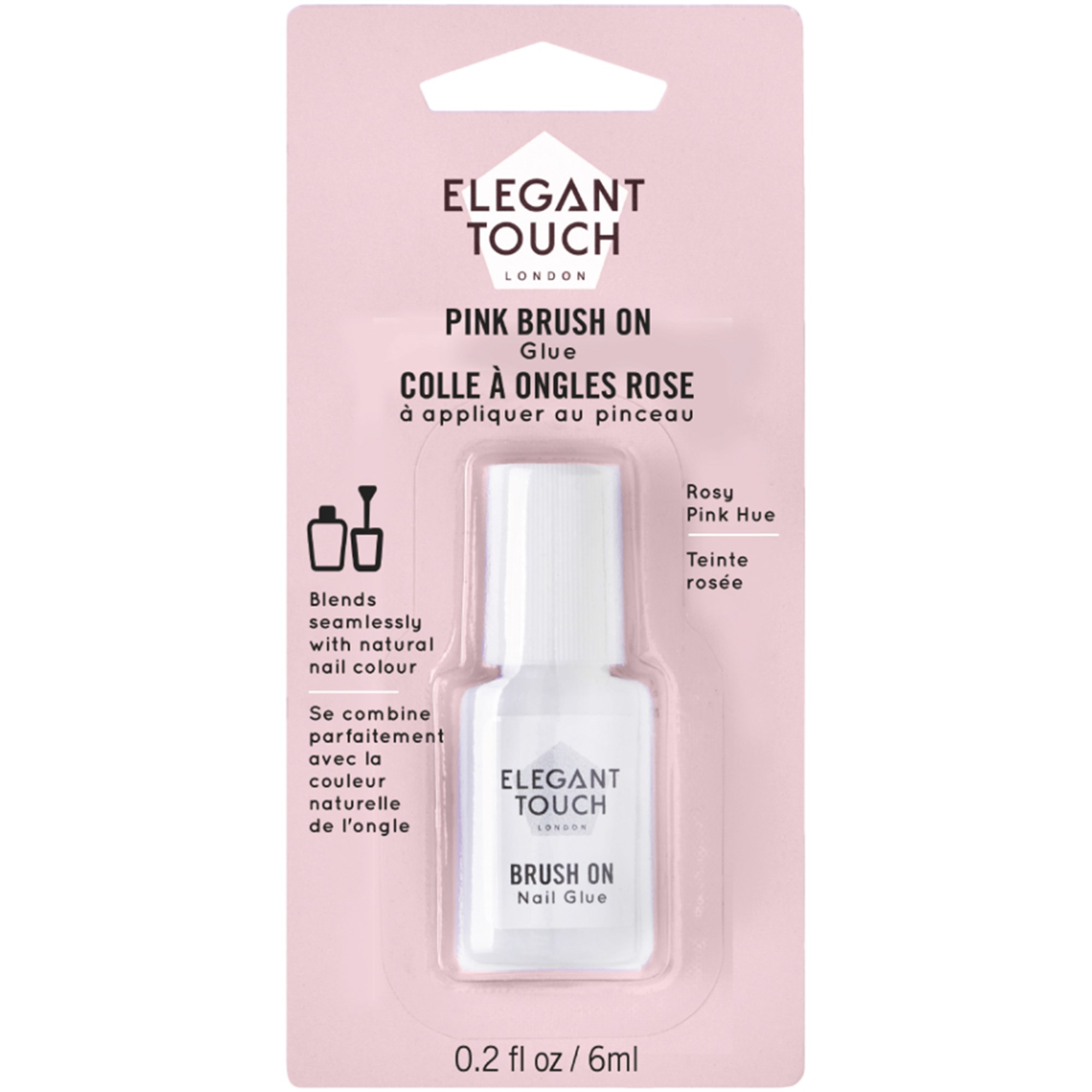 Elegant Touch Pink Brush On Nail Glue
