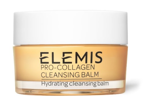 En burk med Elemis Pro-Collagen Cleansing Balm med vit lock och guldfärgad etikett.