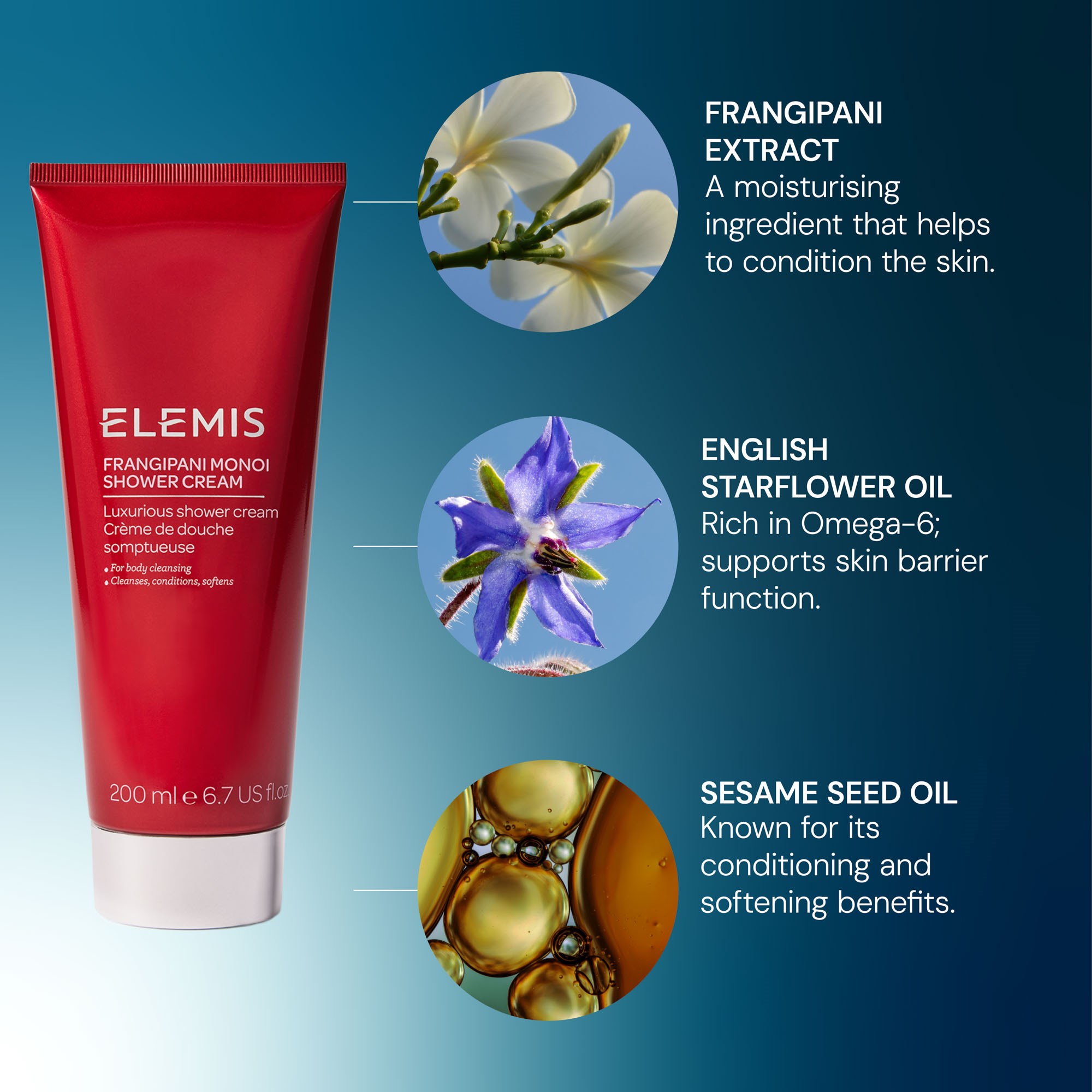 Elemis Frangipani Monoi Shower Cream 200 ml (obrázok 5)