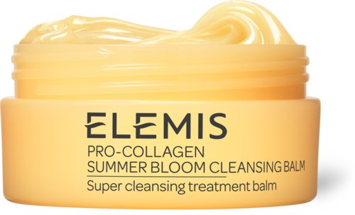 En gul kruka med Elemis hudvårdsprodukt med en krämig textur ovanpå.