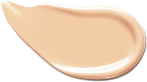 En beige flytende foundation med glatt, kremaktig tekstur og svak glans.