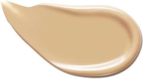 En dråpe beige væske, glatt og skinnende, med en rund form. Ser ut som en liten stripe eller flekk.