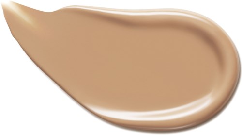 En stripe av beige eller foundation sminke med jevn tekstur og blank overflate.