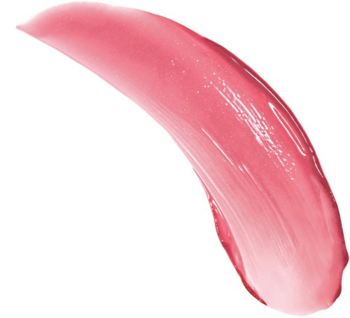 Ett tjockt rosa läppstiftstreck med glansig yta och blanka reflektioner.