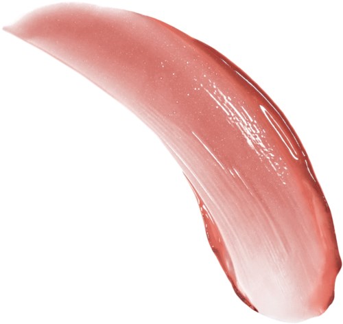 En böjd, rosa-beige sminkborststryk med glansig yta och släta kanter.