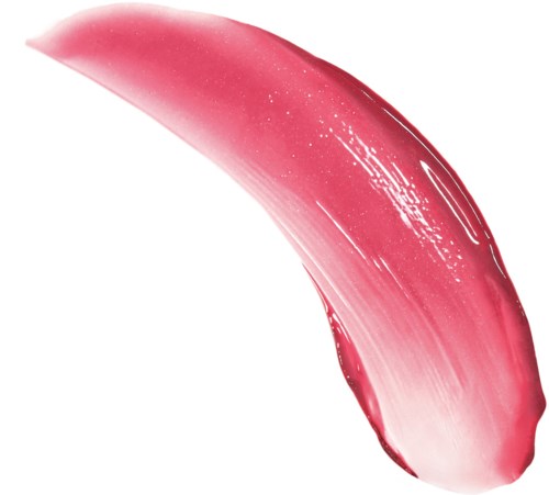 En rosa makeu brush med glänsande skaft och mjuka borst. Den är utformad för att applicera kosmetika.