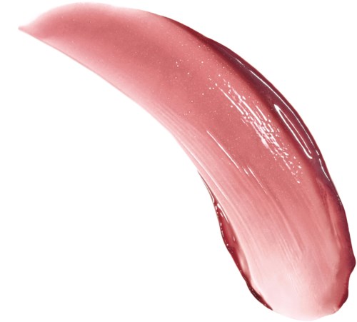 En penseldrag av rosa läppstift med glansig och slät yta.