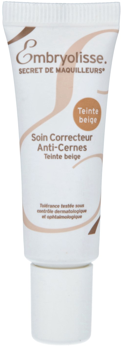 En hvid tube af Embryolisse anti-blemish creme med beige og brune tekst- og designelementer.