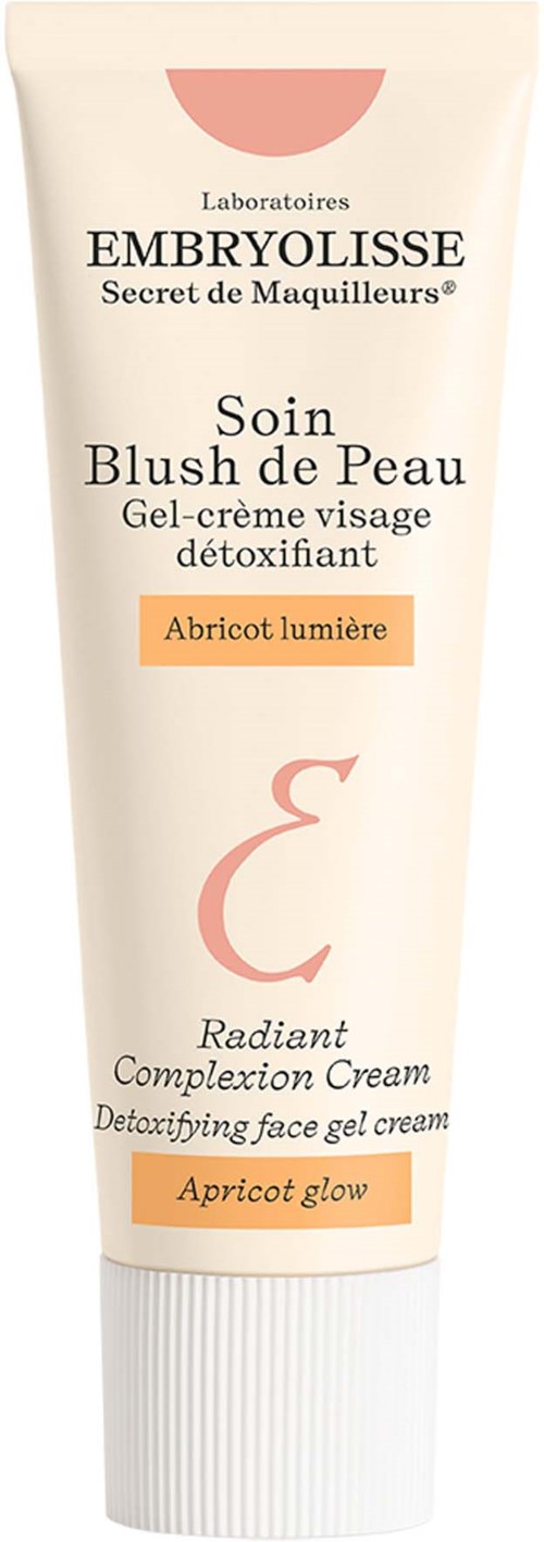 En tube med ansiktskrem fra Embryolisse for avgiftning og glød, med aprikosglans.