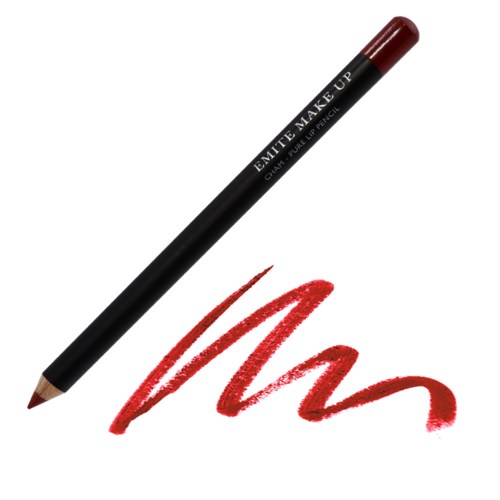 En rød leppeblyant merket 'Elite Makeup' har tegnet en rød strek eller leppefarge.