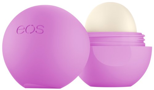 En lilla ledsagende beholder med lokk, delvis åpen, som viser et hvitt produkt inni. Beholderen har ordet "EOS".