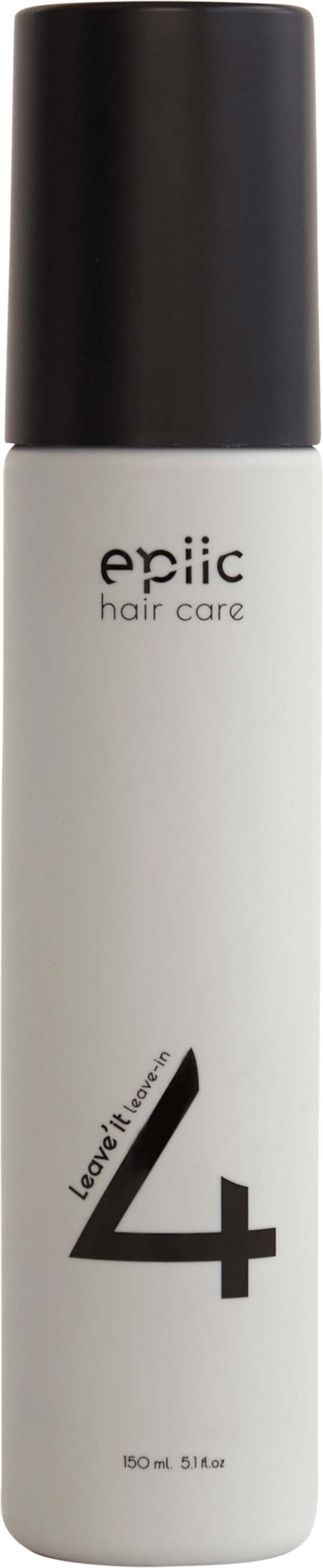 A white bottle with a black cap, labeled 'eplic hair care' and the number '4'.