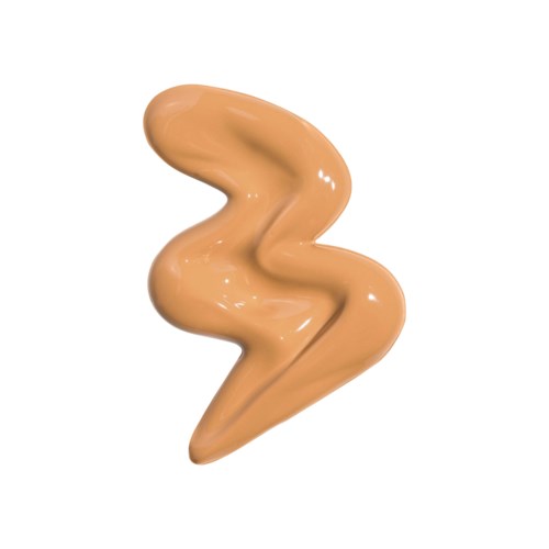 En beige bølget linje, ligner en stribe af creme eller maling, på hvid baggrund.