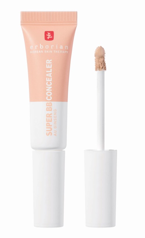 En erborian Super BB Concealer tube med applikator, i lyserød og hvid emballage.