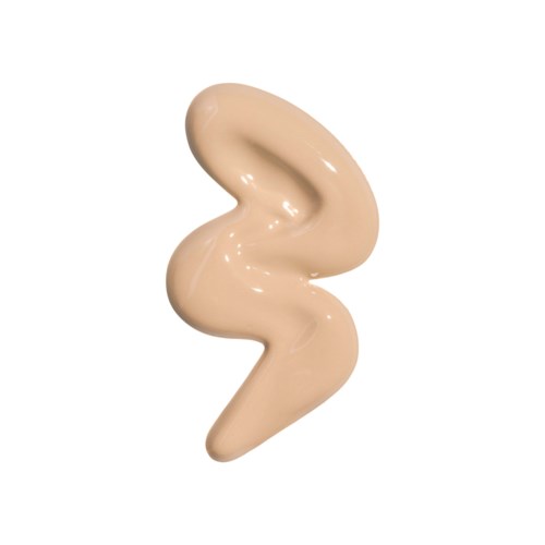 Beige, sprudelnde Form von Lotion oder Creme mit glänzender Oberfläche vor weißem Hintergrund.