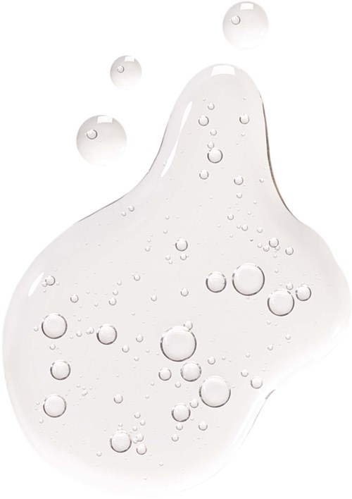 Clear liquid with bubbles, likely a splash of water or gel.
