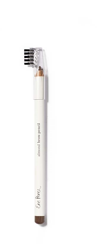 Valkoinen kynä, jossa on kiinnitetty harja ja pieni graaftikynä. Teksti sanoo 'all purpose eyebrow pencil' kynässä.