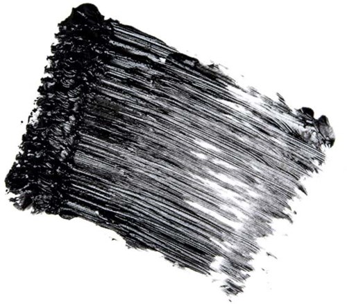 A black textured rectangular shape with rough edges and bar-like lines, appears abstract or painted with brush strokes.