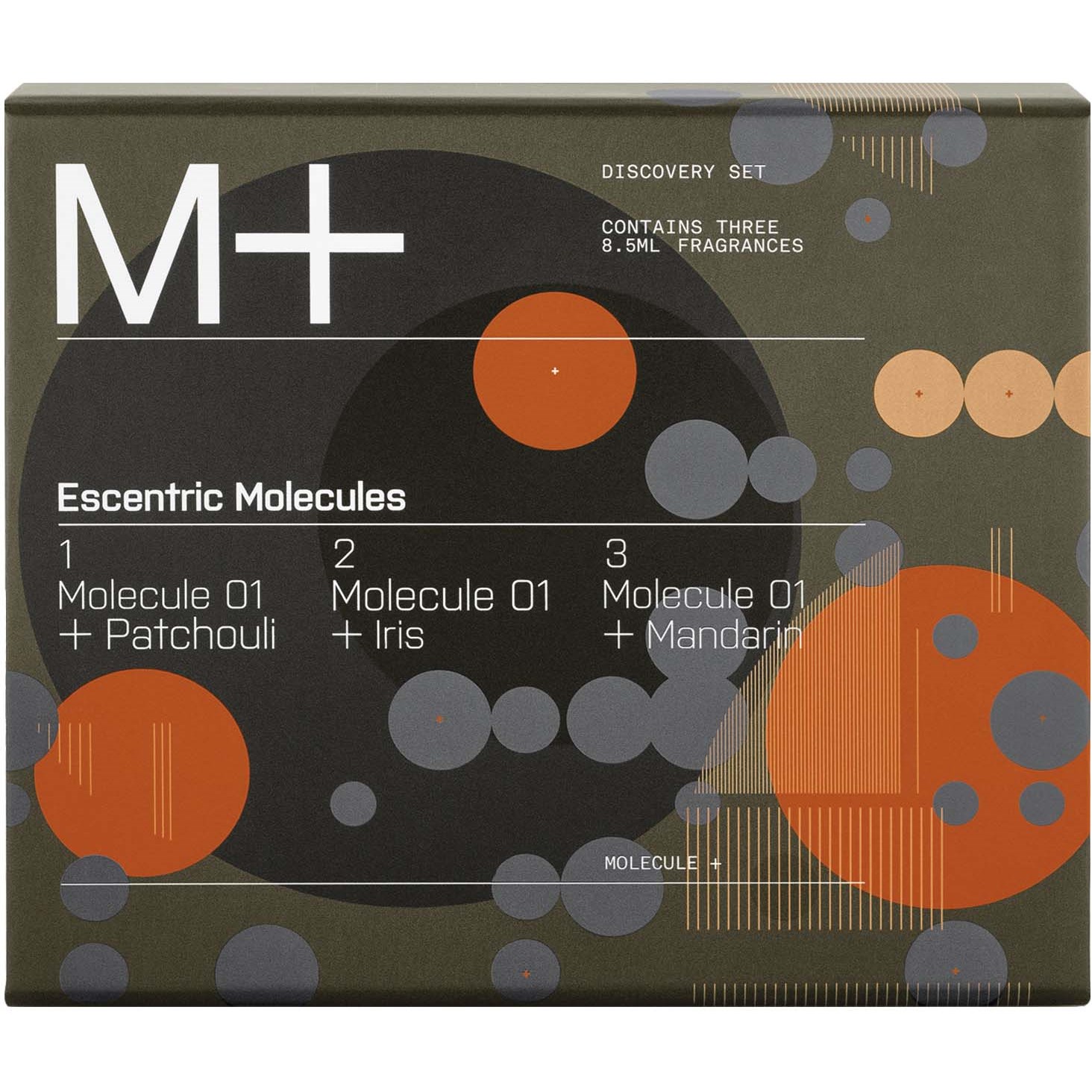 Läs mer om Escentric Molecules M+ Patchouli, Iris Mandarin Discovery Set 3 x 8,5
