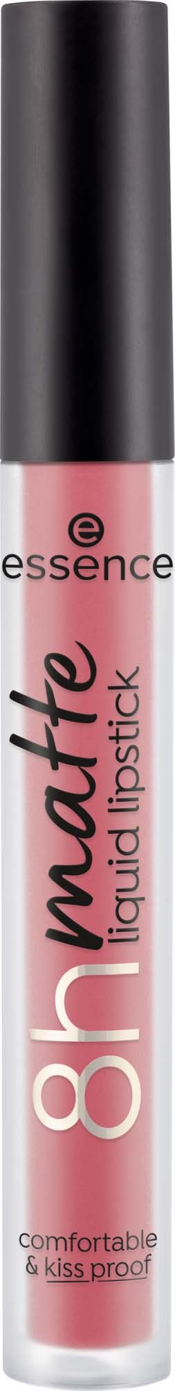 En rosa tub med Essence 8h matte flytande läppstift med svart lock.