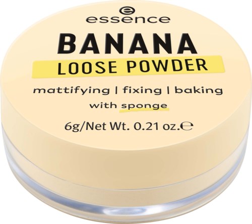Dies ist ein Behälter für Bananen Lospuder, das zum Mattieren, Fixieren und Backen mit einem Schwamm verwendet wird.