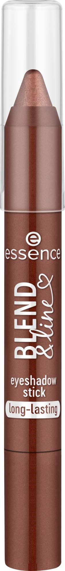 A brown eyeshadow stick with a white cap, labeled as long-lasting, from the brand Essence.