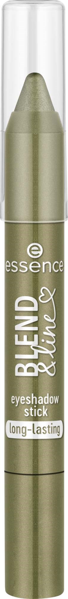 A green eyeshadow stick labeled 'Blend & Shine' with a transparent cap.