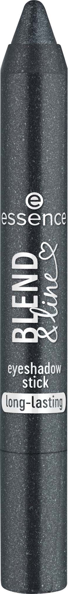 A black eye shadow stick with white text, labeled 'Essence Blend of Nature' and 'long-lasting'.