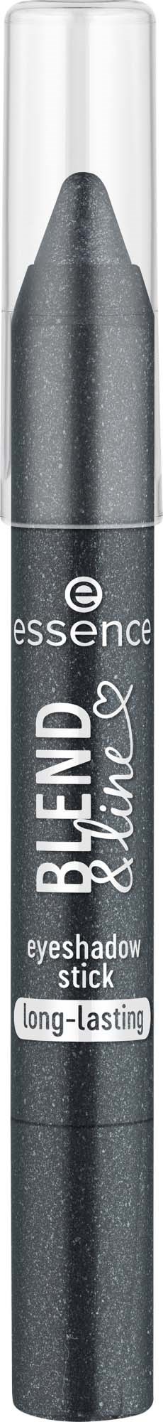A gray eye shadow stick with black and white label, indicating long-lasting blend and vibrant colors.