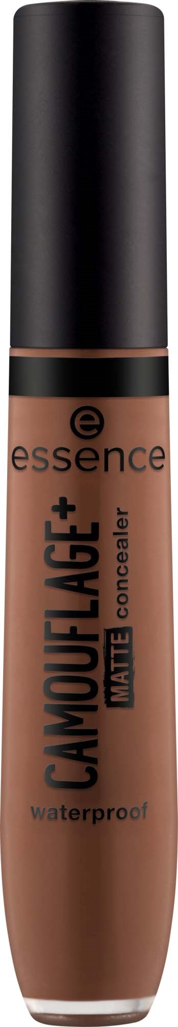 A tube of Essence Concealer labeled 'Camouflage +'. It is waterproof and designed for covering skin imperfections.