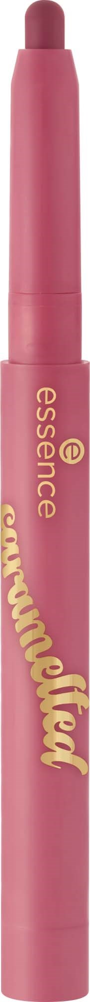 Roze lippenstift in een slank tube met gouden tekst en een doorzichtige dop.