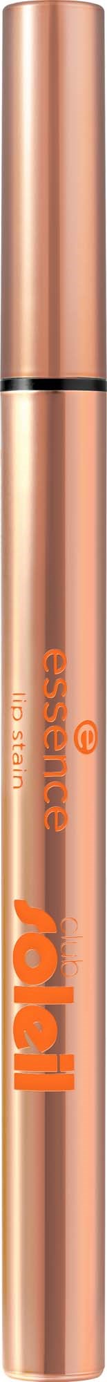 Ein rosa Stift mit orange Schrift steht senkrecht vor schwarzem Hintergrund.
