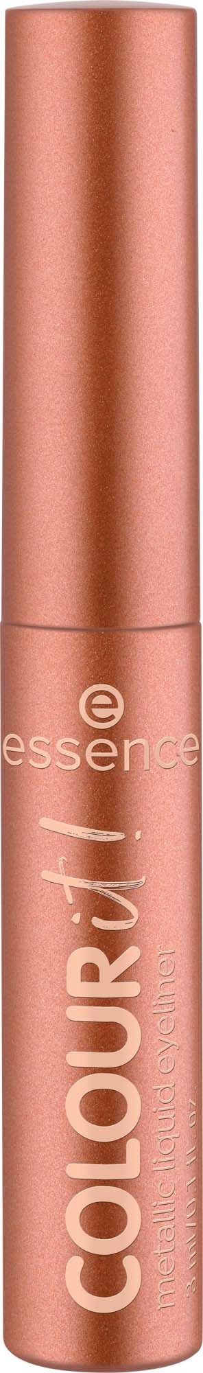 En rosa gullfarget leppestiftkopp fra essence med orden Colourful skrevet på.