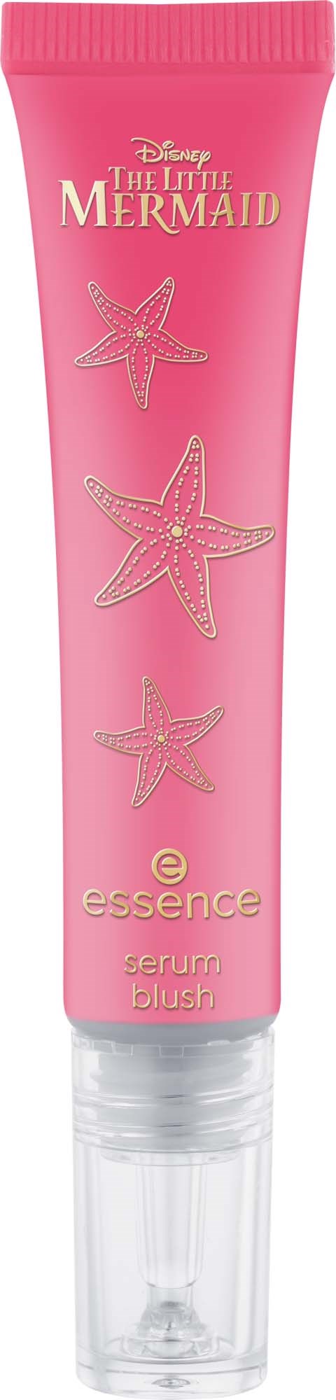 Pinke Tube mit Seestern-Illustrationen, Disney The Little Mermaid, essence serum blush.