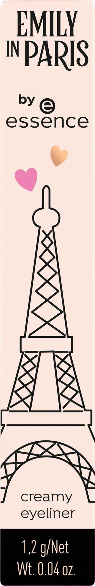 De afbeelding heeft een roze achtergrond met zwarte tekst en een eenvoudige tekening van de Eiffeltoren, harten en productinformatie.
