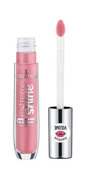 Valkoinen ja pinkki huulikiilto, merkki 'essence extreme shine volume.'
