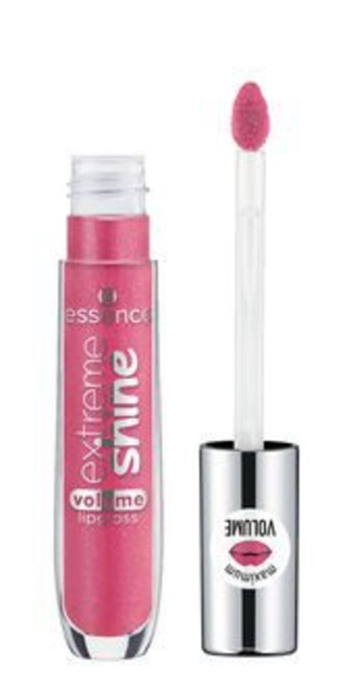A pink lip gloss with an open cap, showing the applicator with a pink tip.