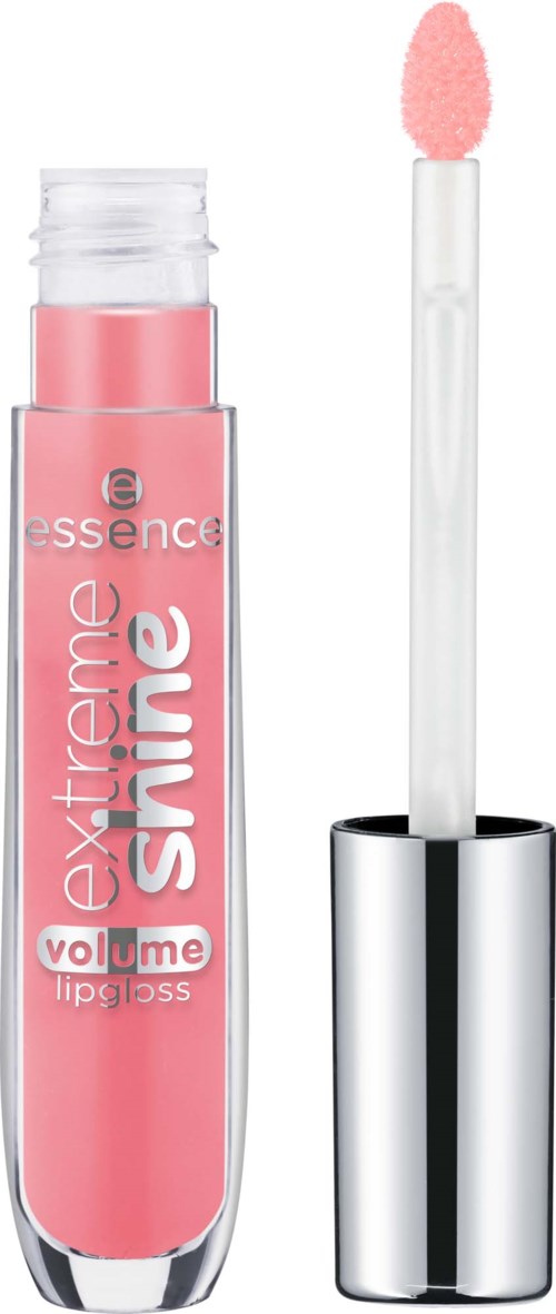 Pinkes Lipgloss in einer klaren Tube mit silberner Kappe und weißen Applikator mit pinkem Glanz.