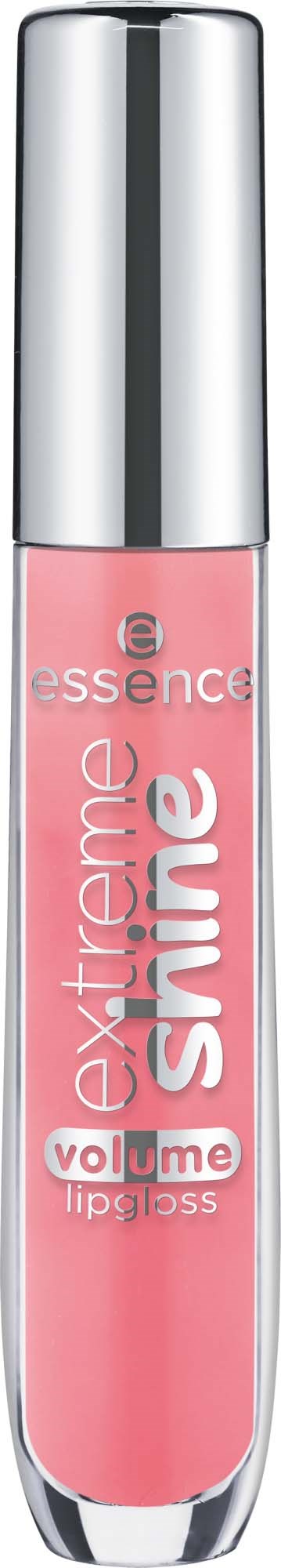 Ein rosa Lipgloss-Röhrchen mit silberner Kappe und weißem und pinkem Text.