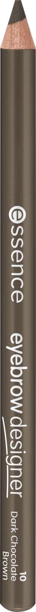 En brun träpenna med vitt text som säger esscience eyebrow designer och 10.