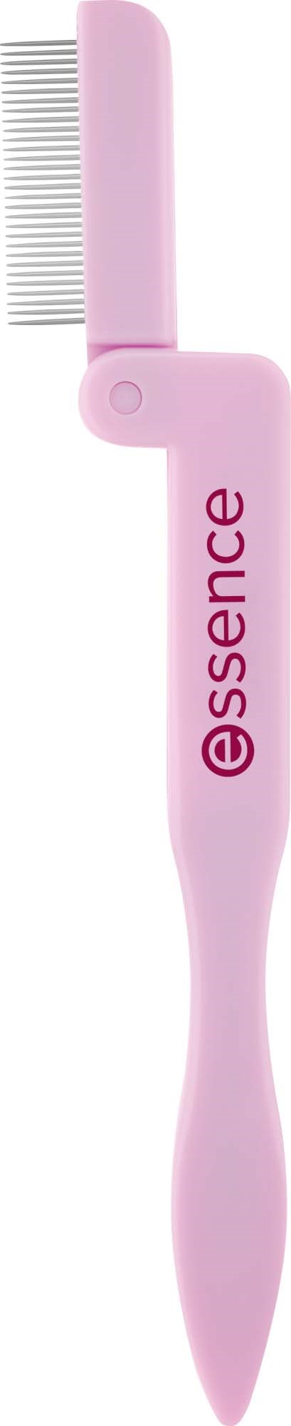 Een roze kam met het woord "essence" erop, bedoeld voor haarverzorging.