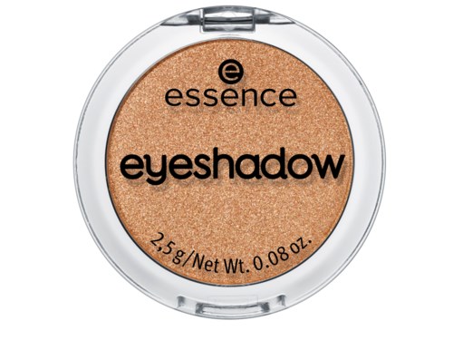 Ein runder Behälter mit essence Lidschatterschimmer in Bronze mit schwarzer Schrift.
