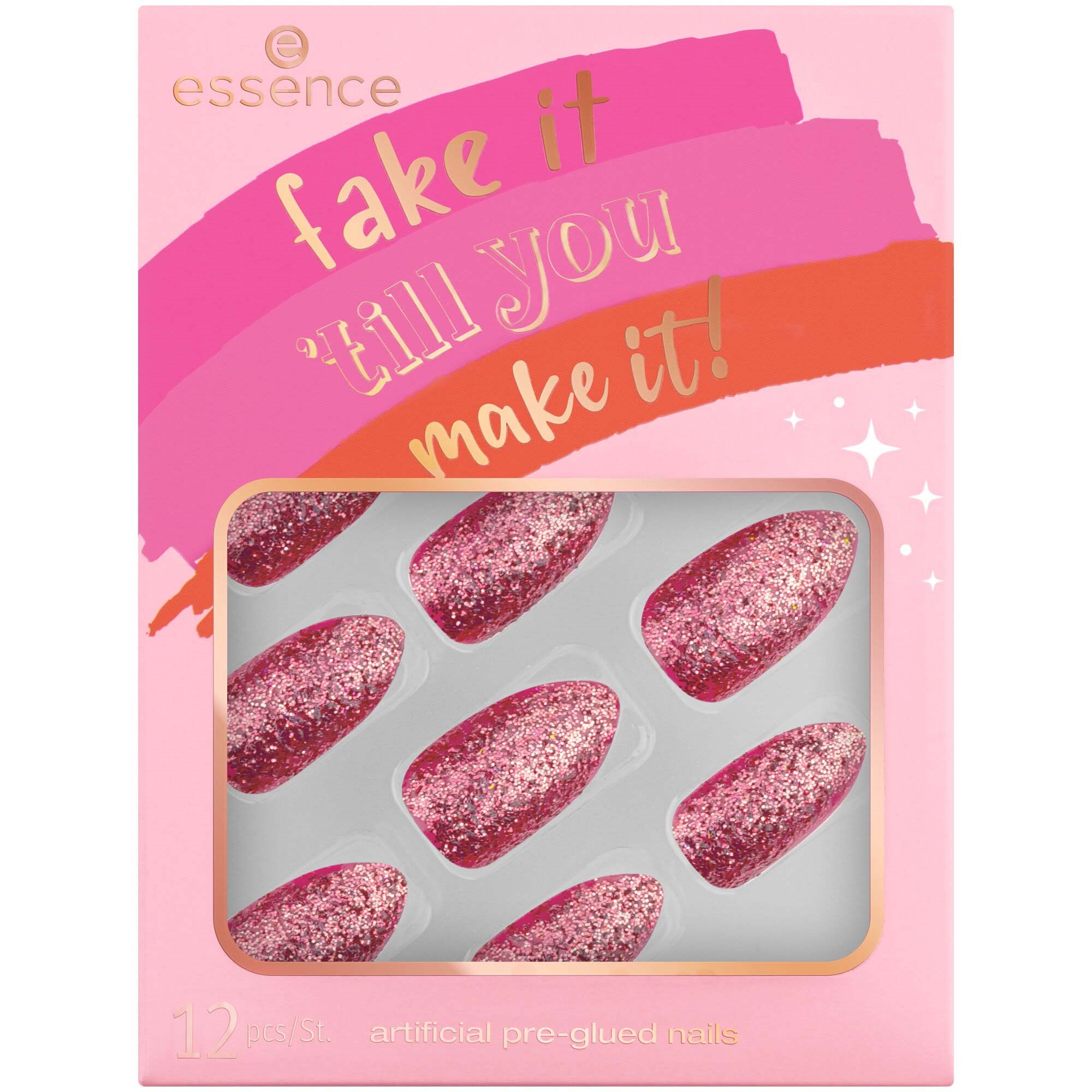 essence Fake It ’Till You Make It! Artificial Pre-Glued Nails 02 Glitt