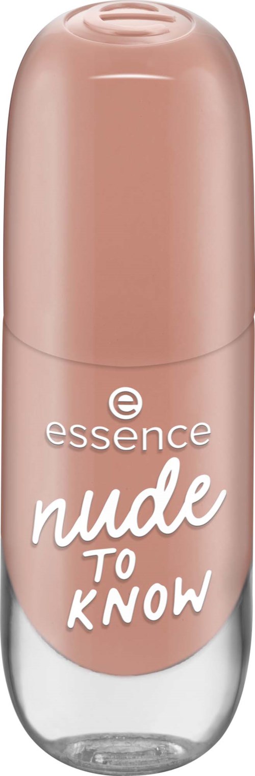 A pink spray bottle labeled 'essence nude TO KNOW' for cosmetic use.