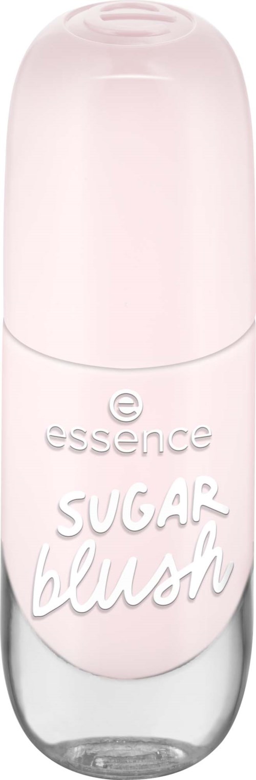 Pieni vaaleanpunainen ja valkoinen purkki, jossa lukee 'SUGAR blush' Essence-merkkistä meikkituotetta.