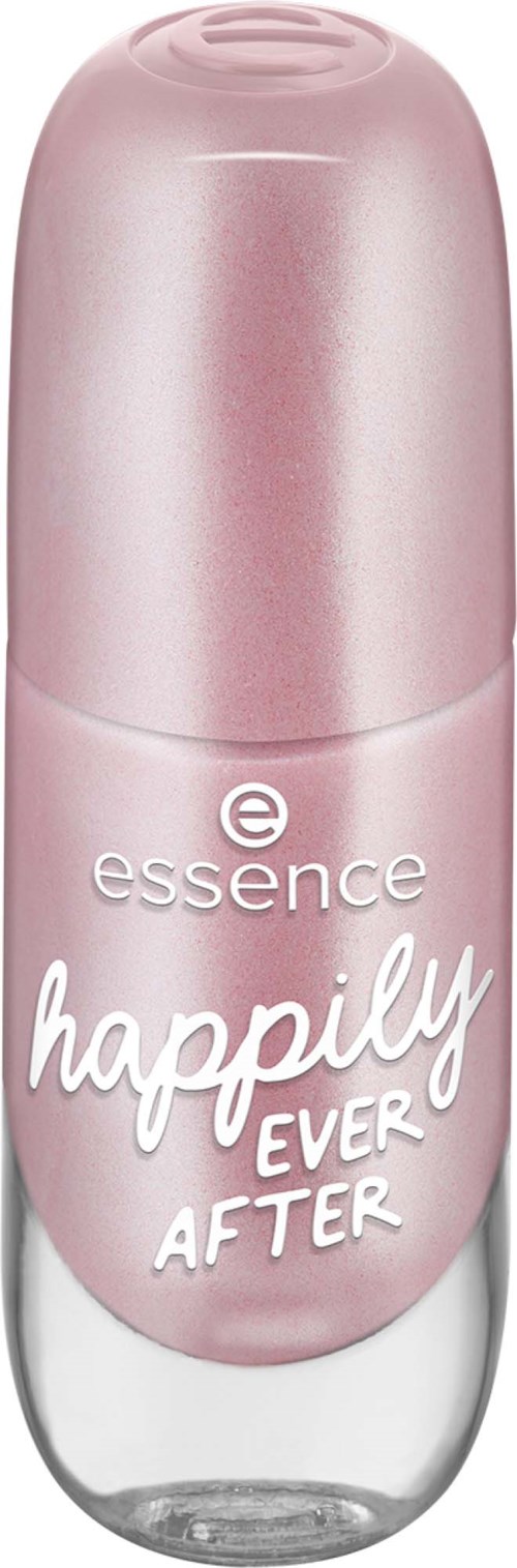 Vaaleanpunainen roll-on-huuhdepuhdas deodorantti, jossa on valkoinen ja vaaleanpunainen teksti, jossa lukee "essence happily ever after".
