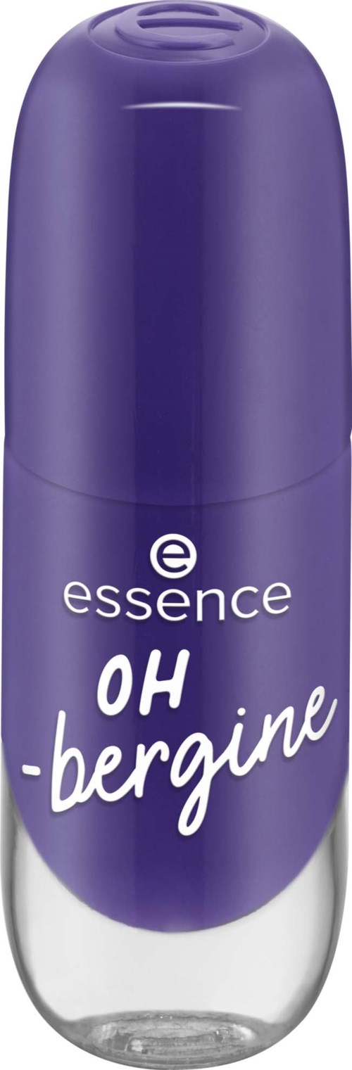 Violetti roll-on-pullo, jossa lukee 'essence OH bergine'.