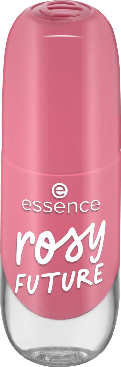 Valkoinen suihkepullo, jossa lukee 'essence rosy future'. Pieni ja sylinterin muotoinen.